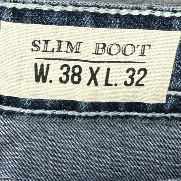T.K. Axel Jeans Slim Boot Mens 38X32 Blue Distressed Stretch 5 Pocket Denim NEW